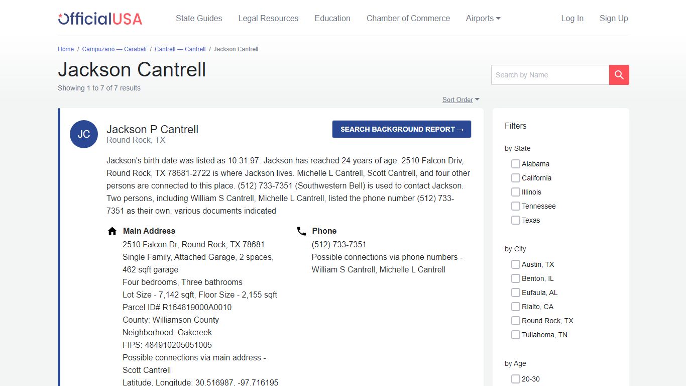 Jackson Cantrell — OfficialUSA.com Records